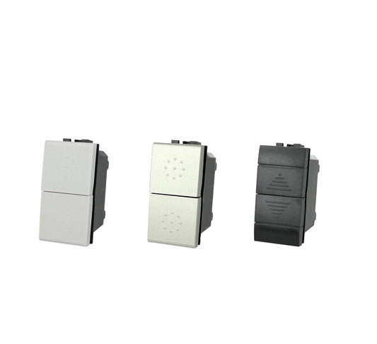 Pulsante doppio interbloccato saliscendi compatibile con BTicino Living Light e Living International - modulo da incasso per supporto e placca compatibile