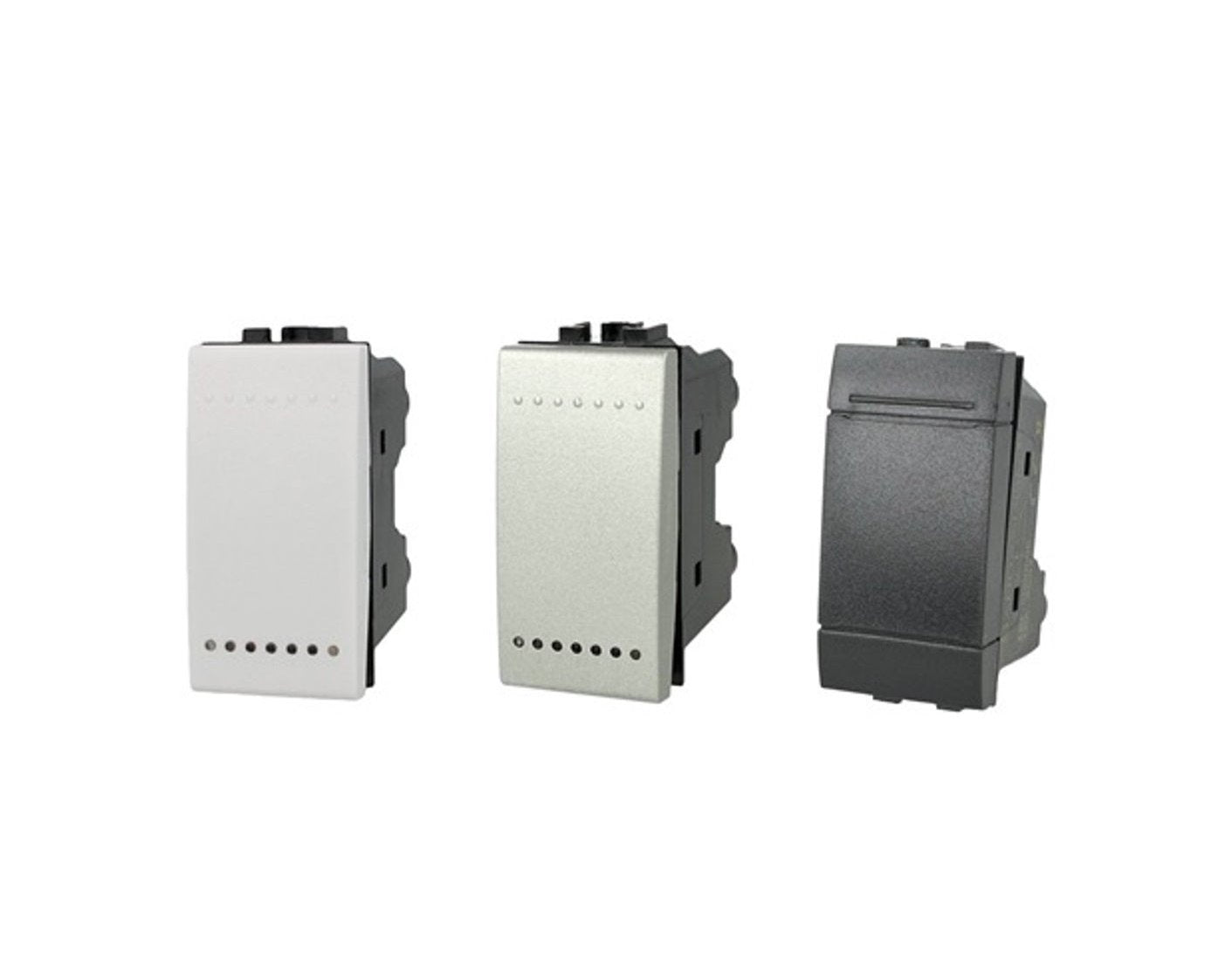 Pulsante NO 1P 16A compatibile con BTicino Living Light e Living International - modulo da incasso per supporto e placca compatibile