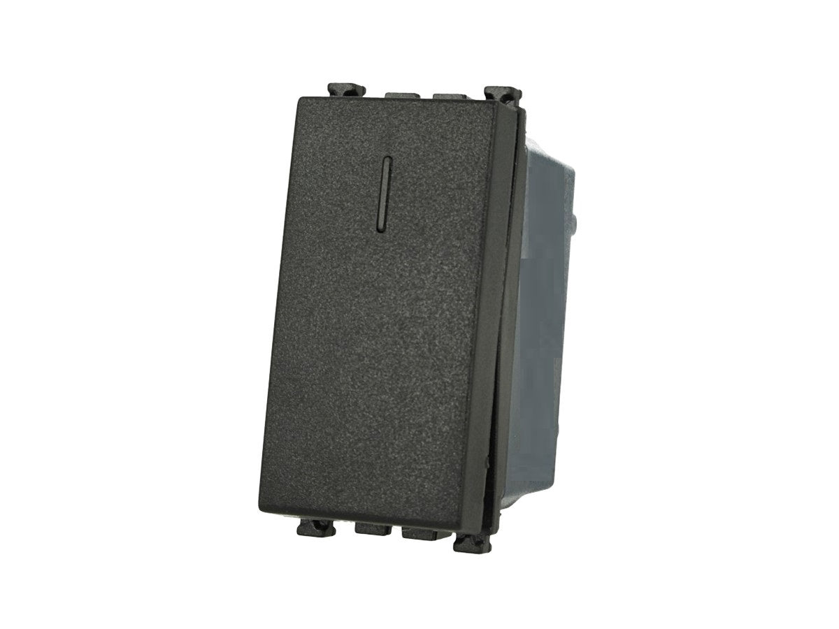 Pulsante NO 1P 16A compatibile con Vimar Arke Nero - modulo da incasso per supporto e placca compatibile