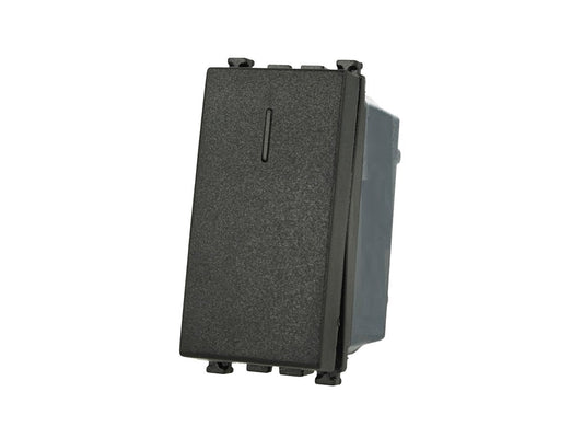 Pulsante NO 1P 16A compatibile con Vimar Arke Nero - modulo da incasso per supporto e placca compatibile