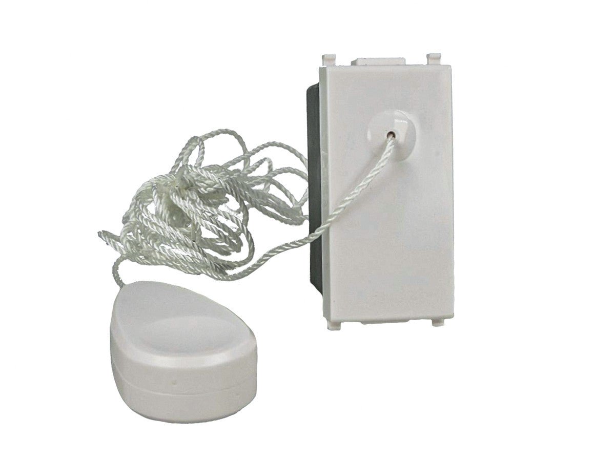 Pulsante tirante a corda 1,8 m NO 1P compatibile con Vimar Plana Bianco - modulo da incasso per supporto e placca compatibile