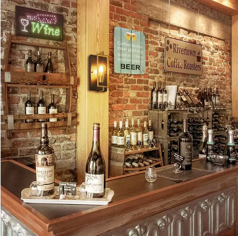 Applique da parete vintage E27 in metallo nero e bronzo - stile industriale
