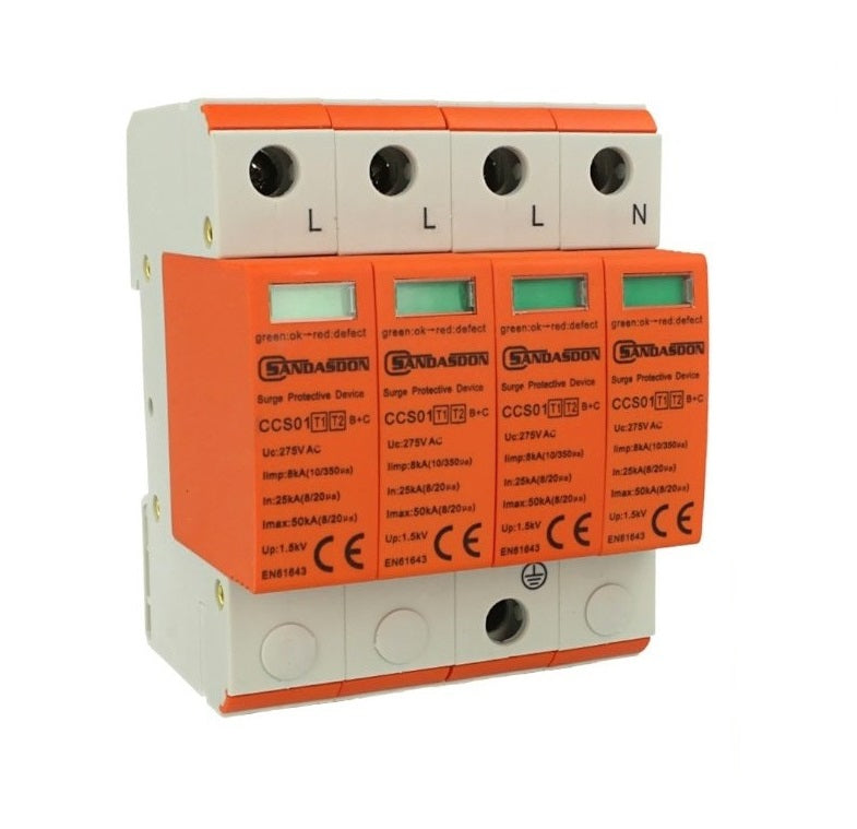Scaricatore di sovratensione SPD T1+T2 3P+N - 4 moduli DIN per quadro elettrico
