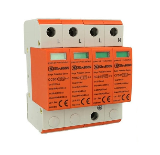 Scaricatore di sovratensione SPD T1+T2 3P+N - 4 moduli DIN per quadro elettrico
