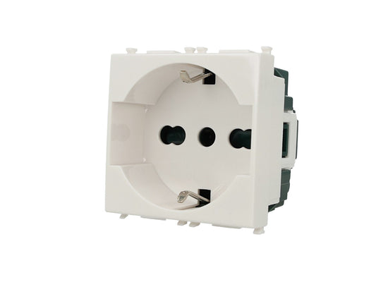 Presa Schuko 2P+T 16A compatibile con Vimar Arke - Bianco - Modulo da incasso