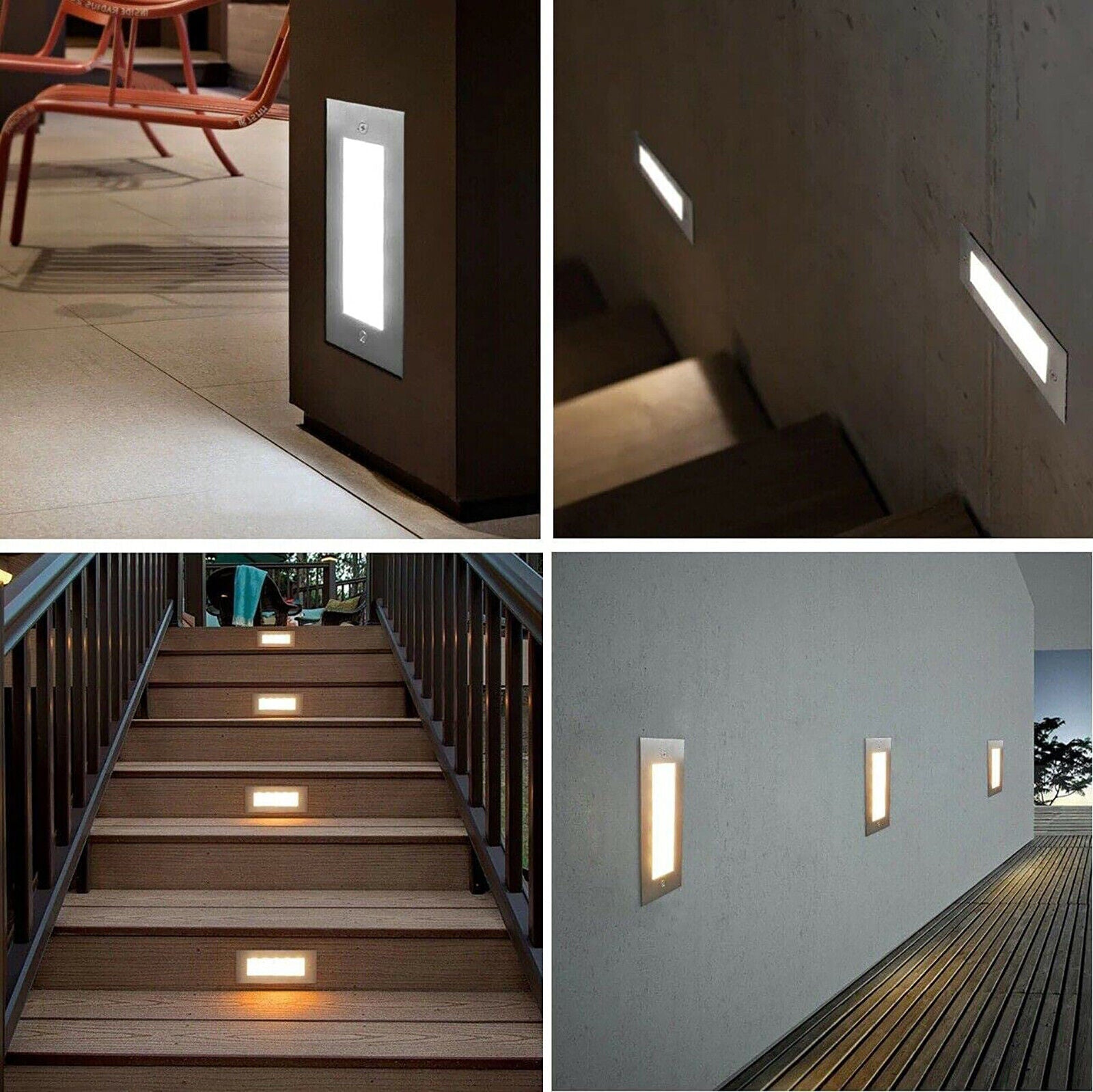Segnapasso LED rettangolare da incasso IP65 7W/9W/15W - alluminio per scale e giardino