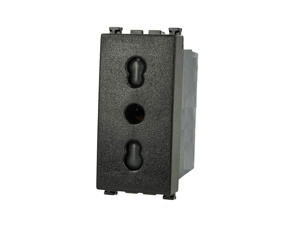 Presa bipasso 2P+T 10/16A compatibile con Vimar Arke - Nero - Modulo da incasso